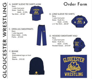 Gloucester Wrestling Clothing Order Form